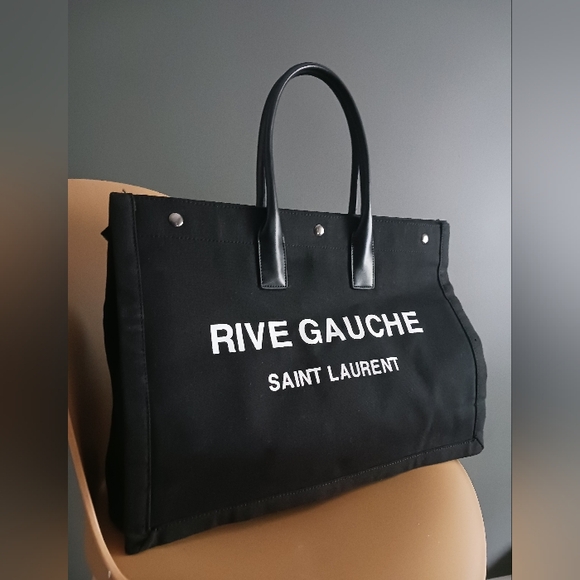 Fashion Design Like [Saint Laurent] Rive Gauche Tote Bag in Black Canvas - Picture 4 of 15